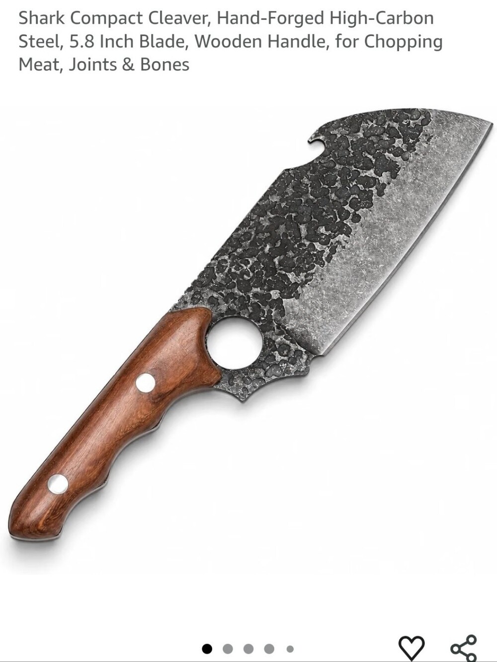 Coolina Shark Compact Cleaver, Hand-Forged High-Carbon Steel, 5.8 Inch Blade